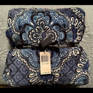 Vera Bradley Throw Blanket Blue Tapestry 80” x 50” NWT